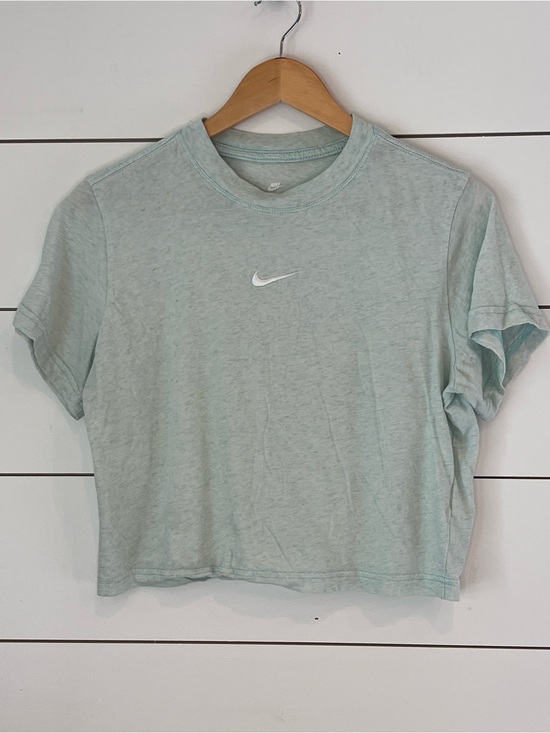 Nike Tops - Nike Light Mint Green Crop Tee with White Swoosh athleisure‎ activewear
